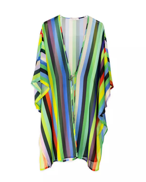 Rainbow Stripe Chiffon Kimono  No Rules Fashion - No Rules Fashion